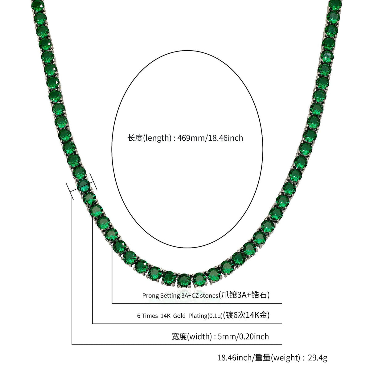 国境を越えた爆発金Tennis Chainカラージルコンテニスチェーンヒップホップ潮満ドリル単列ネックレスブレスレットアクセサリー