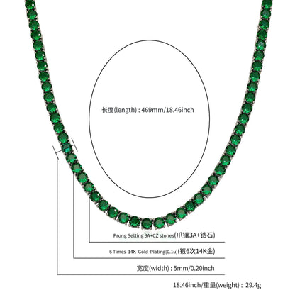 国境を越えた爆発金Tennis Chainカラージルコンテニスチェーンヒップホップ潮満ドリル単列ネックレスブレスレットアクセサリー